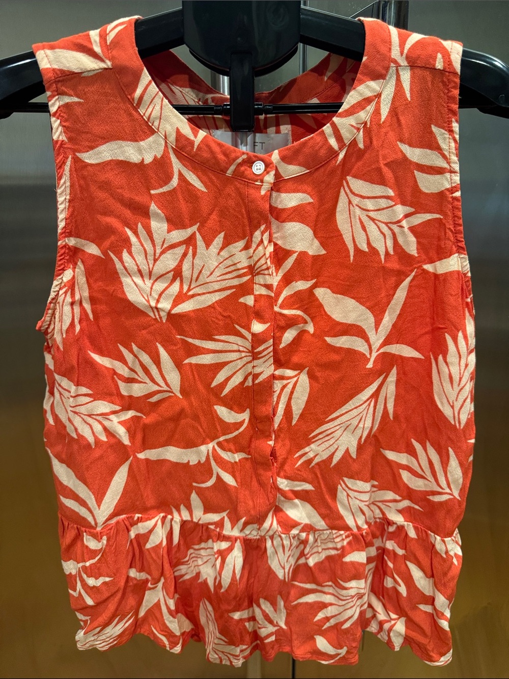 Loft Sleeveless Red Tropical Print Peplum Top